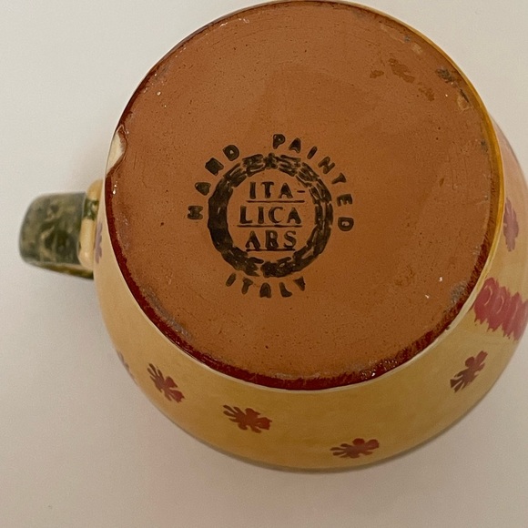 ITALIAN Artisan Hand Painted Glazed Clay Small Serving Pitcher Rooster Motif - Picture 6 of 10